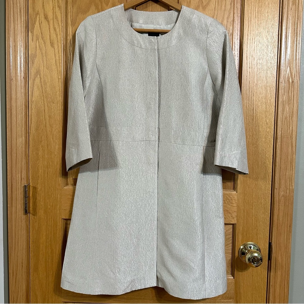 Eileen Fisher crinkle silk jacket with snap front and side pockets